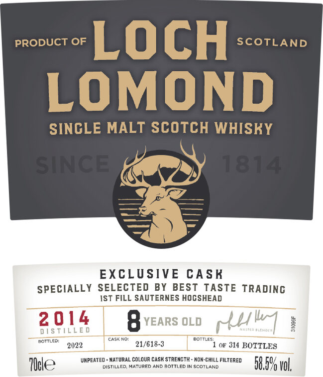 Loch Lomond 2014/2022 Cask No 21/618-3  BTT10