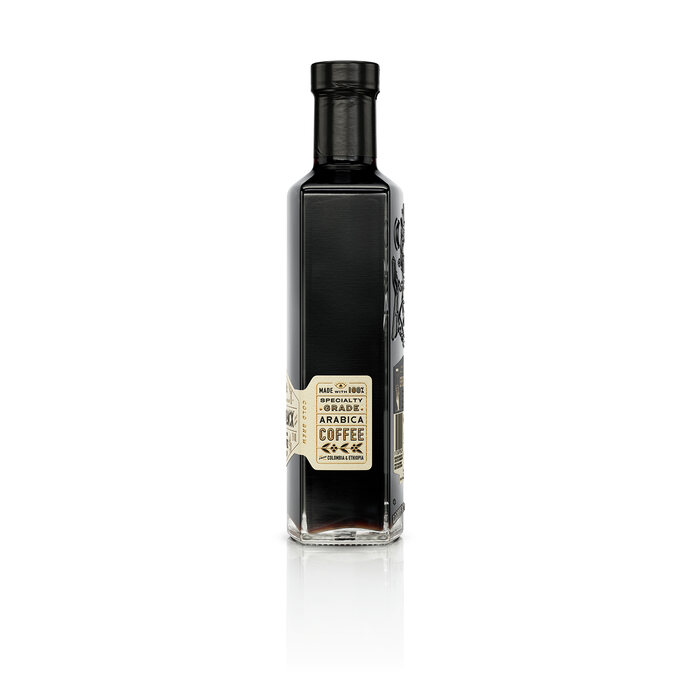 Linke Flaschenseite Mr Black Cold Brew Coffee Liqueur