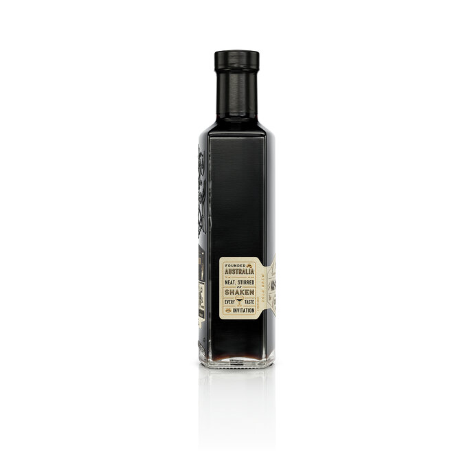 Rechte Flaschenseite des Mr Black Cold Brew Coffee Liqueur