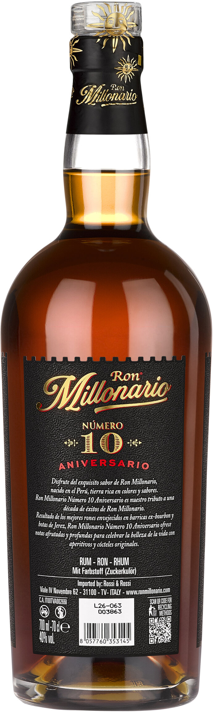 Millonario Numero 10 Aniversario Rückseite