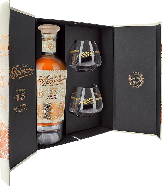 Geöffnete Geschenkverpackung von vorne links